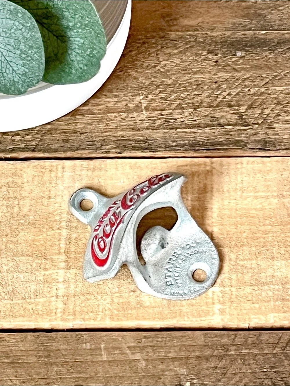 Vintage STARR X Coca Cola Wall Mount Bottle Opener Cast Iron Brown Co Soda Cup
